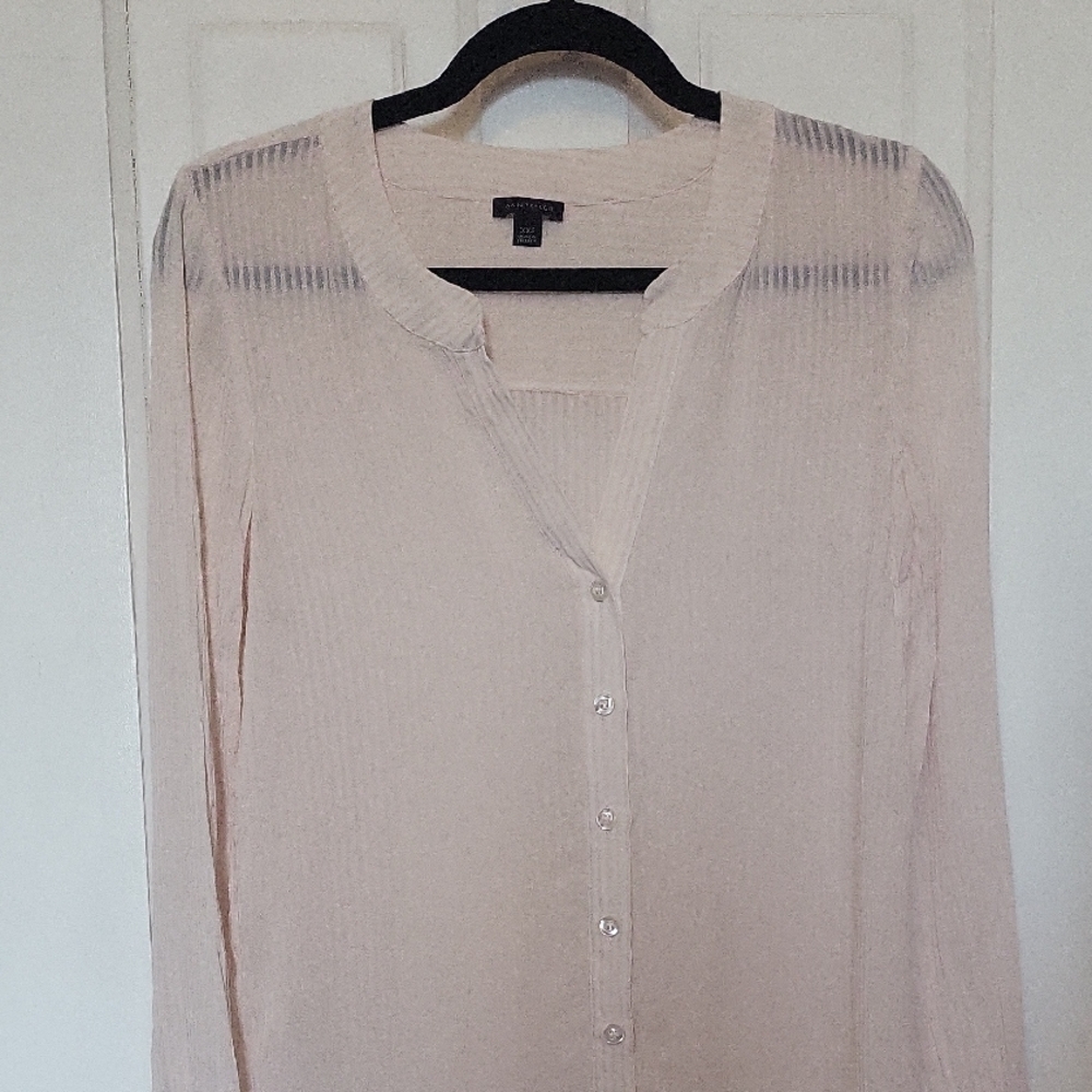 Light Pink Ann Taylor Button-Up Blouse